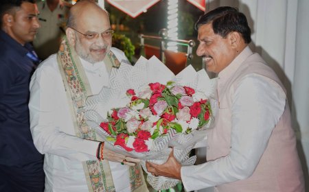 डॉ.मोहन यादव ने केंद्रीय गृहमंत्री श्री अमित शाह जी का नीमच में किया स्वागत