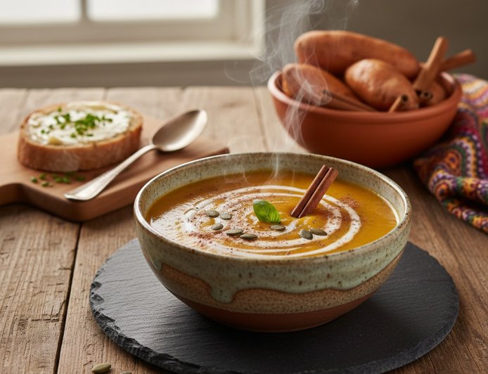 क्रीमी रोस्टेड स्वीट पोटैटो और दालचीनी सूप कैसे बनाएं (How to Make a Creamy Roasted Sweet Potato and Cinnamon Soup)