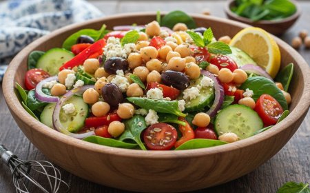 ग्रीक चना सलाद विद लेमन ड्रेसिंग कैसे बनाएं (How to Make a Greek Chickpea Salad with Lemon Dressing)