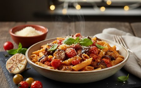 रोस्ट्टेड एग्प्लांट एंड टोमैटो पास्ता कैसे बनाएं (How to Make a Roasted Eggplant and Tomato Pasta)