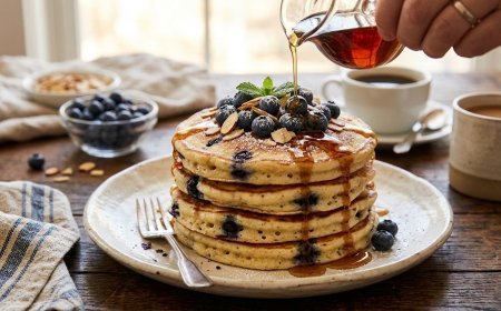 फ्लफी ब्लूबेरी बादाम पैनकेक कैसे बनाएं (How to Make a Fluffy Blueberry Almond Pancake)