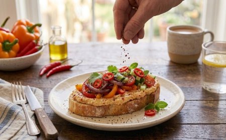 स्पाइसी हुमस और वेजी टोस्ट कैसे बनाएं (How to Make a Spicy Hummus and Veggie Toast)