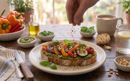 रोस्टेड वेजी सैंडविच विद पेस्टो कैसे बनाएं (How to Make a Roasted Veggie Sandwich with Pesto)