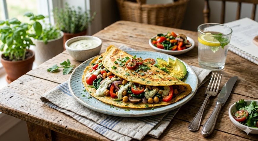 वेगन नमकीन चना आटे की क्रेप कैसे बनाएं (How to Make a Vegan Savory Crepe with Chickpea Flour)