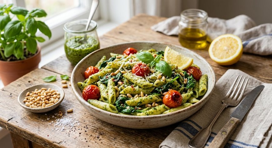 वन-पॉट पेस्टो पास्ता पालक के साथ कैसे बनाएं (How to Make a One-Pot Pesto Pasta with Spinach)