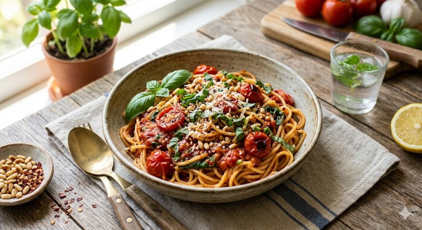 टमाटर बेसिल स्पेगेटी ऑलिव्स के साथ कैसे बनाएं (How to Make a Tomato Basil Spaghetti with Olives)