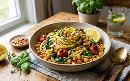 लेमन गार्लिक पास्ता चने के साथ कैसे बनाएं (How to Make a Lemon Garlic Pasta with Chickpeas)
